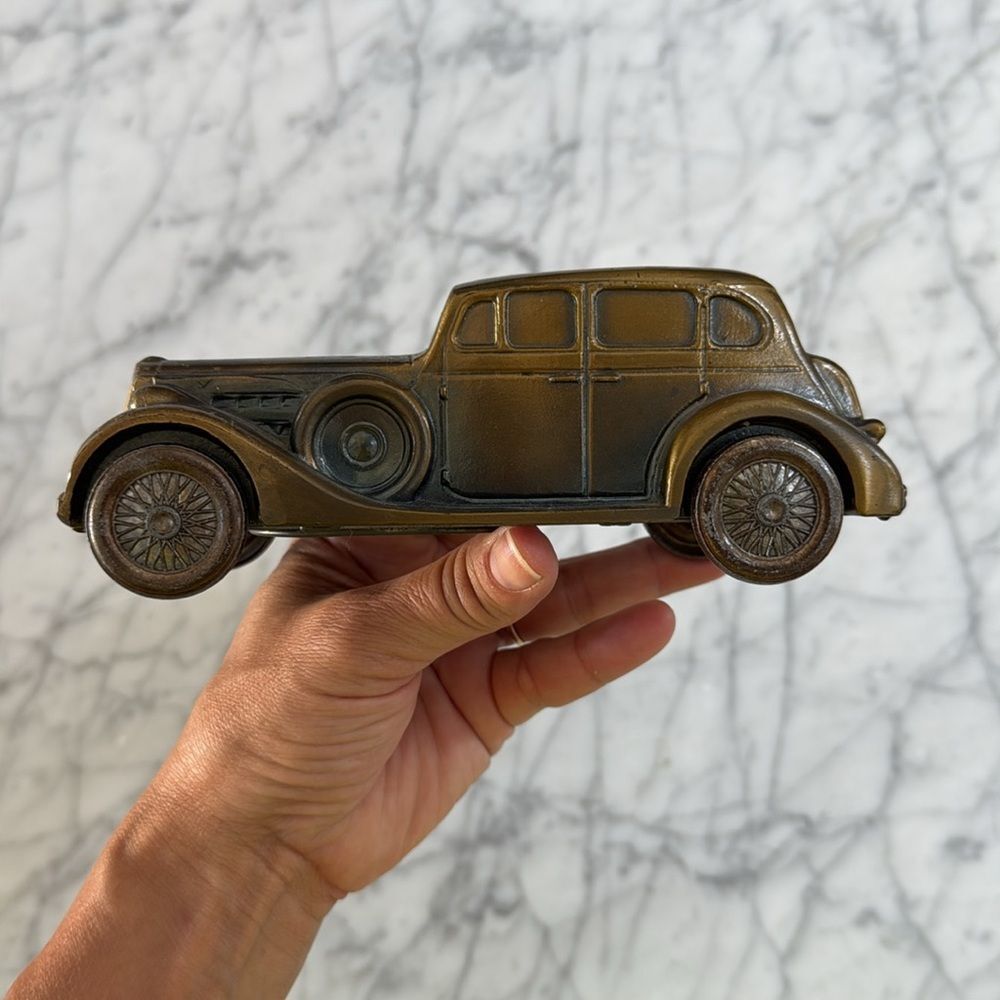 1937 PACKARD V12 Banthrico Bronze Coin Bank Vintage Automobile Car Chicago Metal - Picture 4 of 10